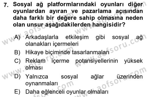 Dijital Çağda Reklam Dersi 2022 - 2023 Yılı Yaz Okulu Sınav Soruları 7. Soru
