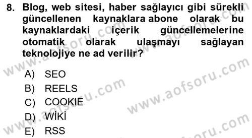 Dijital Çağda Reklam Dersi 2022 - 2023 Yılı Yaz Okulu Sınav Soruları 8. Soru