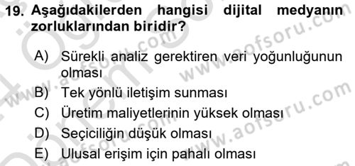 Dijital Çağda Reklam Dersi 2023 - 2024 Yılı (Final) Dönem Sonu Sınav Soruları 19. Soru