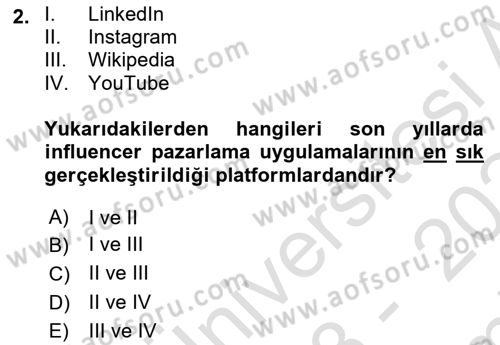 Dijital Çağda Reklam Dersi 2023 - 2024 Yılı (Final) Dönem Sonu Sınav Soruları 2. Soru