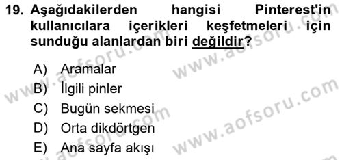 Dijital Çağda Reklam Dersi 2024 - 2025 Yılı (Vize) Ara Sınav Soruları 19. Soru