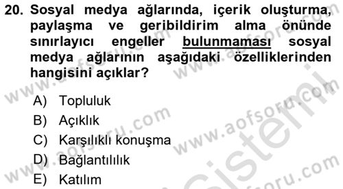 Dijital Çağda Reklam Dersi 2024 - 2025 Yılı (Vize) Ara Sınav Soruları 20. Soru