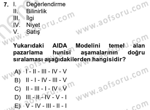 Dijital Çağda Reklam Dersi 2024 - 2025 Yılı (Vize) Ara Sınav Soruları 7. Soru