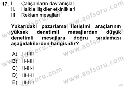 Dijital Çağda Reklam Dersi 2024 - 2025 Yılı (Final) Dönem Sonu Sınav Soruları 17. Soru