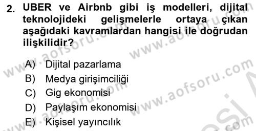 Dijital Çağda Reklam Dersi 2024 - 2025 Yılı (Final) Dönem Sonu Sınav Soruları 2. Soru