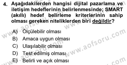 Dijital Çağda Reklam Dersi 2024 - 2025 Yılı (Final) Dönem Sonu Sınav Soruları 4. Soru