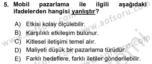 Dijital Çağda Reklam Dersi 2024 - 2025 Yılı (Final) Dönem Sonu Sınav Soruları 5. Soru