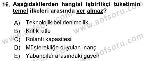Dijital Medya ve Tüketici Dersi 2021 - 2022 Yılı (Vize) Ara Sınav Soruları 16. Soru
