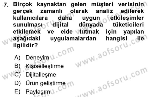Dijital Medya ve Tüketici Dersi 2021 - 2022 Yılı (Vize) Ara Sınav Soruları 7. Soru