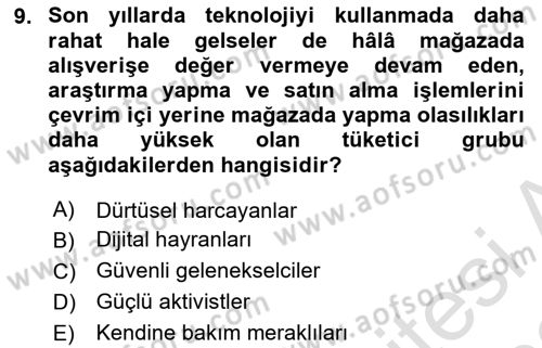 Dijital Medya ve Tüketici Dersi 2021 - 2022 Yılı (Vize) Ara Sınav Soruları 9. Soru