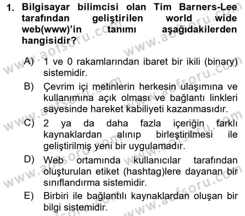 Dijital Medya ve Tüketici Dersi 2021 - 2022 Yılı (Final) Dönem Sonu Sınav Soruları 1. Soru