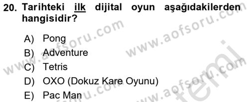 Dijital Medya ve Tüketici Dersi 2021 - 2022 Yılı (Final) Dönem Sonu Sınav Soruları 20. Soru