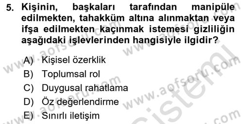 Dijital Medya ve Tüketici Dersi 2021 - 2022 Yılı (Final) Dönem Sonu Sınav Soruları 5. Soru