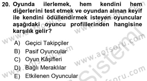 Dijital Medya ve Tüketici Dersi 2021 - 2022 Yılı Yaz Okulu Sınav Soruları 20. Soru