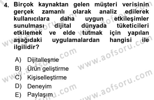 Dijital Medya ve Tüketici Dersi 2021 - 2022 Yılı Yaz Okulu Sınav Soruları 4. Soru