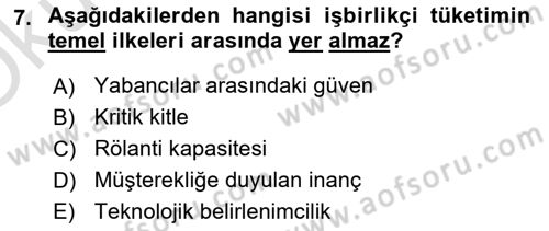 Dijital Medya ve Tüketici Dersi 2021 - 2022 Yılı Yaz Okulu Sınav Soruları 7. Soru