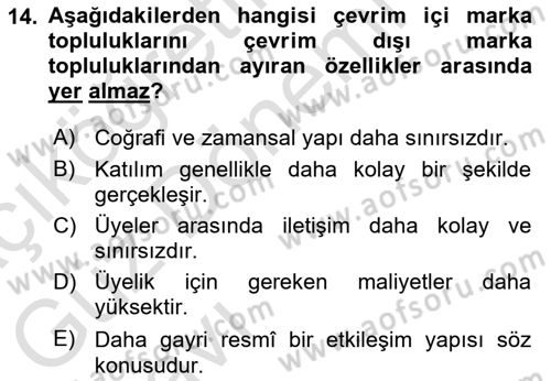 Dijital Medya ve Tüketici Dersi 2022 - 2023 Yılı (Vize) Ara Sınav Soruları 14. Soru