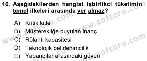 Dijital Medya ve Tüketici Dersi 2022 - 2023 Yılı (Vize) Ara Sınav Soruları 16. Soru