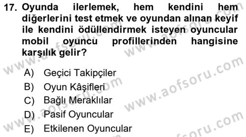 Dijital Medya ve Tüketici Dersi 2022 - 2023 Yılı (Final) Dönem Sonu Sınav Soruları 17. Soru