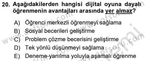 Dijital Medya ve Tüketici Dersi 2022 - 2023 Yılı (Final) Dönem Sonu Sınav Soruları 20. Soru