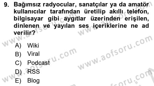 Dijital Medya ve Tüketici Dersi 2022 - 2023 Yılı (Final) Dönem Sonu Sınav Soruları 9. Soru