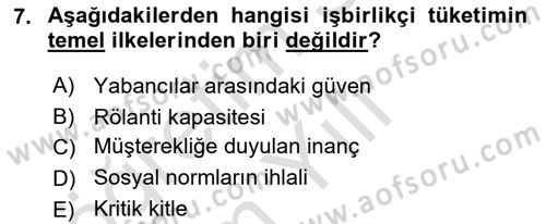 Dijital Medya ve Tüketici Dersi 2022 - 2023 Yılı Yaz Okulu Sınav Soruları 7. Soru
