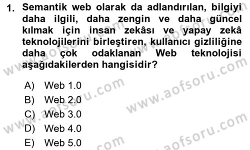 Dijital Medya ve Tüketici Dersi Ara Sınavı Deneme Sınav Soruları 1. Soru