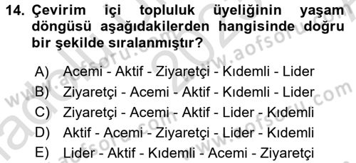Dijital Medya ve Tüketici Dersi 2023 - 2024 Yılı (Vize) Ara Sınav Soruları 14. Soru