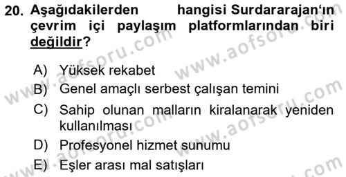 Dijital Medya ve Tüketici Dersi 2023 - 2024 Yılı (Vize) Ara Sınav Soruları 20. Soru