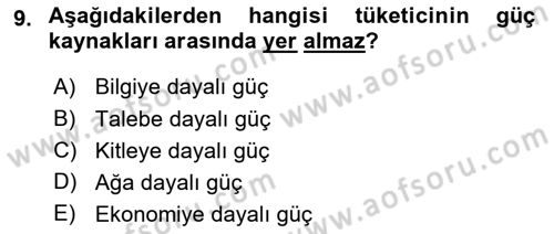 Dijital Medya ve Tüketici Dersi 2023 - 2024 Yılı (Vize) Ara Sınav Soruları 9. Soru