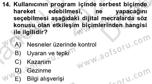 Dijital Medya ve Tüketici Dersi 2024 - 2025 Yılı (Final) Dönem Sonu Sınav Soruları 14. Soru
