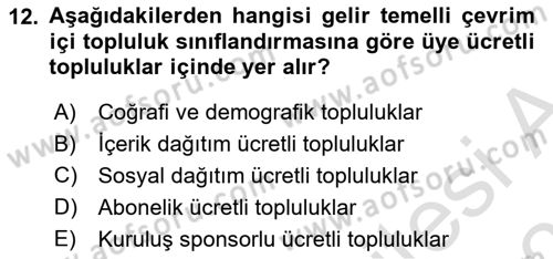 Dijital Medya ve Tüketici Dersi 2025 - 2026 Yılı (Vize) Ara Sınav Soruları 12. Soru