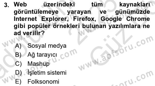 Dijital Medya ve Tüketici Dersi 2025 - 2026 Yılı (Vize) Ara Sınav Soruları 3. Soru
