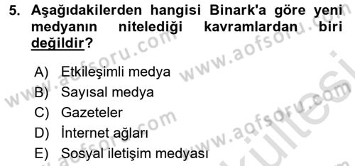 Dijital Medya ve Tüketici Dersi 2025 - 2026 Yılı (Vize) Ara Sınav Soruları 5. Soru