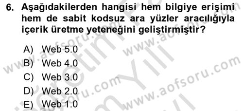 Dijital Medya ve Tüketici Dersi 2025 - 2026 Yılı (Vize) Ara Sınav Soruları 6. Soru