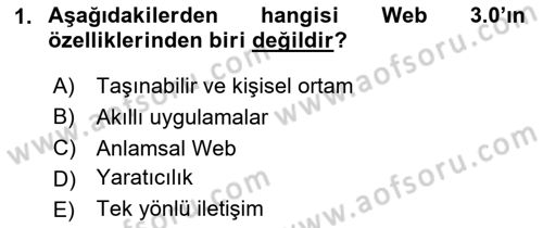 Dijital Medya ve Tüketici Dersi 2025 - 2026 Yılı (Final) Dönem Sonu Sınav Soruları 1. Soru