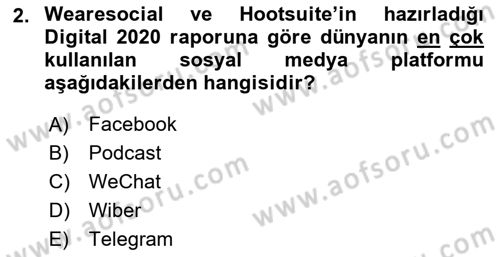 Dijital Medya ve Tüketici Dersi 2025 - 2026 Yılı (Final) Dönem Sonu Sınav Soruları 2. Soru