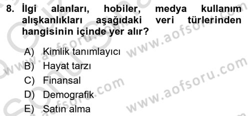 Dijital Medya ve Tüketici Dersi 2025 - 2026 Yılı (Final) Dönem Sonu Sınav Soruları 8. Soru