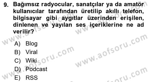 Dijital Medya ve Tüketici Dersi 2025 - 2026 Yılı (Final) Dönem Sonu Sınav Soruları 9. Soru