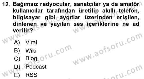 Dijital Medya ve Tüketici Dersi 2025 - 2026 Yılı Yaz Okulu Sınav Soruları 12. Soru