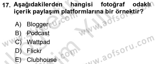 Dijital Medya ve Tüketici Dersi 2025 - 2026 Yılı Yaz Okulu Sınav Soruları 17. Soru