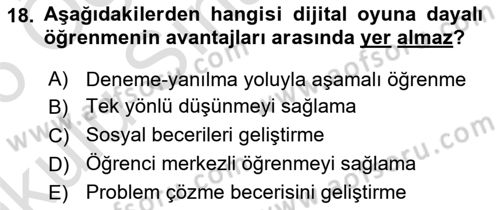 Dijital Medya ve Tüketici Dersi 2025 - 2026 Yılı Yaz Okulu Sınav Soruları 18. Soru