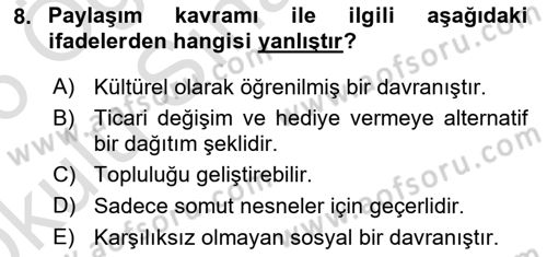 Dijital Medya ve Tüketici Dersi 2025 - 2026 Yılı Yaz Okulu Sınav Soruları 8. Soru