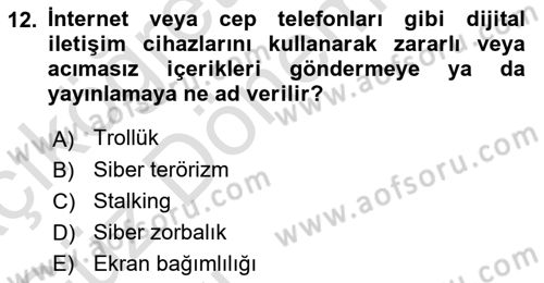 Sosyal Medya Yönetimi Dersi 2023 - 2024 Yılı (Vize) Ara Sınavı 12. Soru