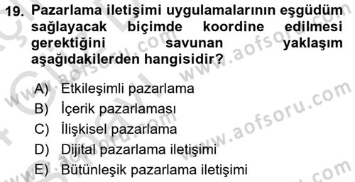 Sosyal Medya Yönetimi Dersi 2023 - 2024 Yılı (Vize) Ara Sınav Soruları 19. Soru