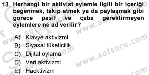 Sosyal Medya Yönetimi Dersi 2023 - 2024 Yılı (Final) Dönem Sonu Sınav Soruları 13. Soru