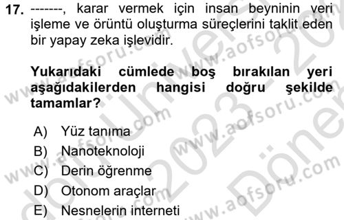 Sosyal Medya Yönetimi Dersi 2023 - 2024 Yılı (Final) Dönem Sonu Sınav Soruları 17. Soru