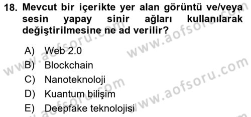 Sosyal Medya Yönetimi Dersi 2023 - 2024 Yılı (Final) Dönem Sonu Sınav Soruları 18. Soru