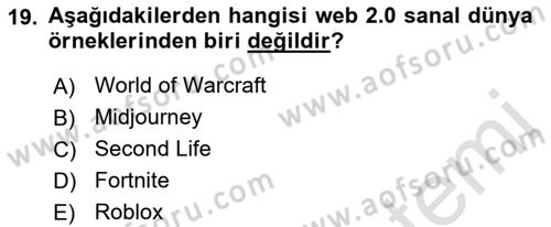 Sosyal Medya Yönetimi Dersi 2023 - 2024 Yılı (Final) Dönem Sonu Sınav Soruları 19. Soru
