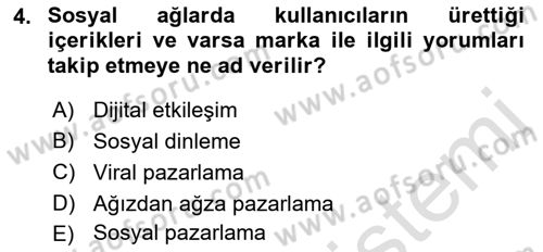 Sosyal Medya Yönetimi Dersi 2023 - 2024 Yılı (Final) Dönem Sonu Sınav Soruları 4. Soru